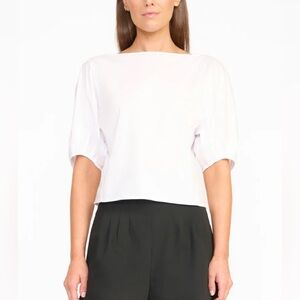 New Staud Didi Short Sleeve Sheer Tee Shirt